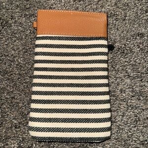 Thirty-One Tan and Black Striped glasses case